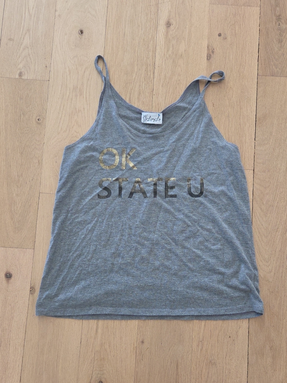 Gray 'OK, STATE U' Lightweight Tank Top